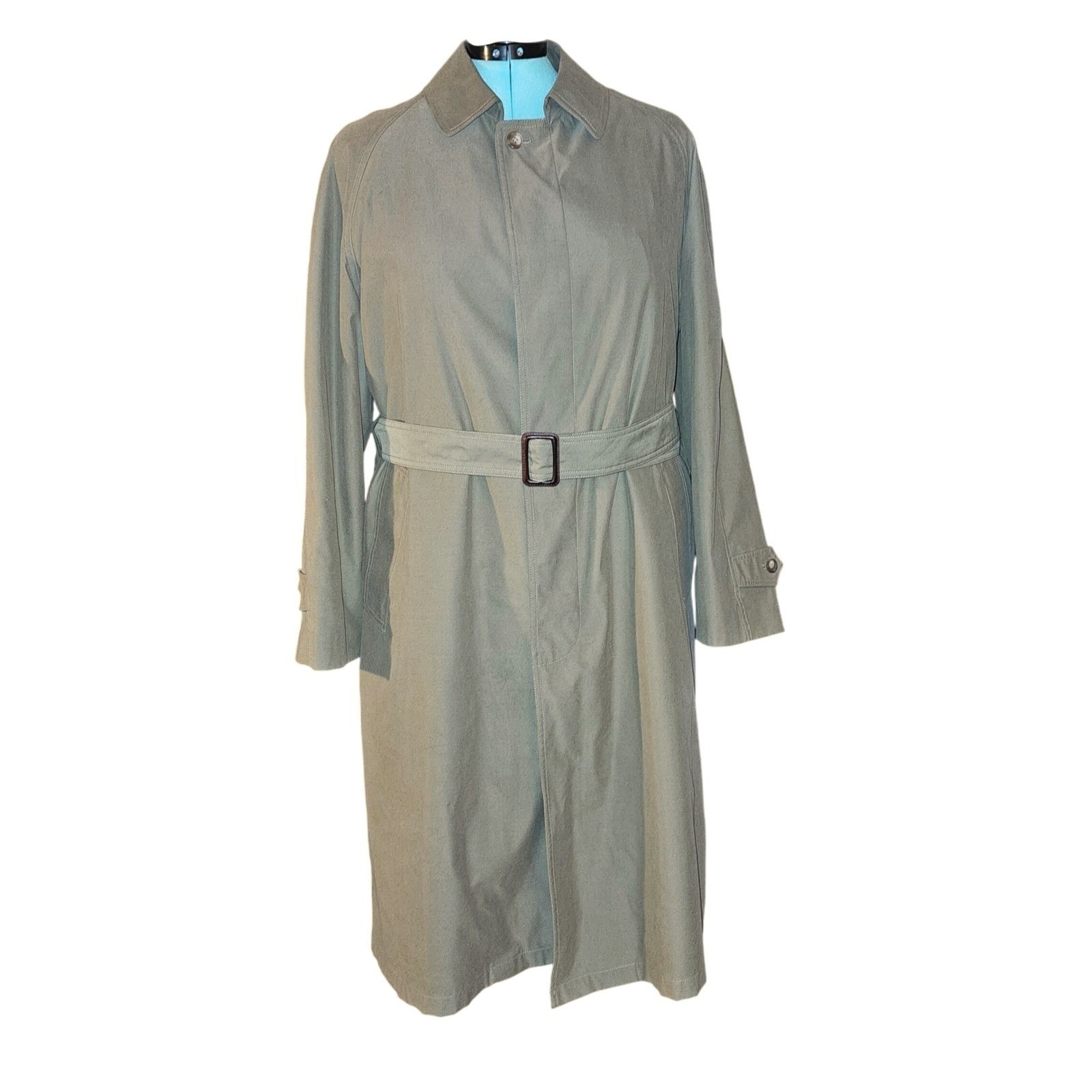 Lauren Ralph Lauren Men Trench Rain Coat Olive Green Removable Liner Belted 38r